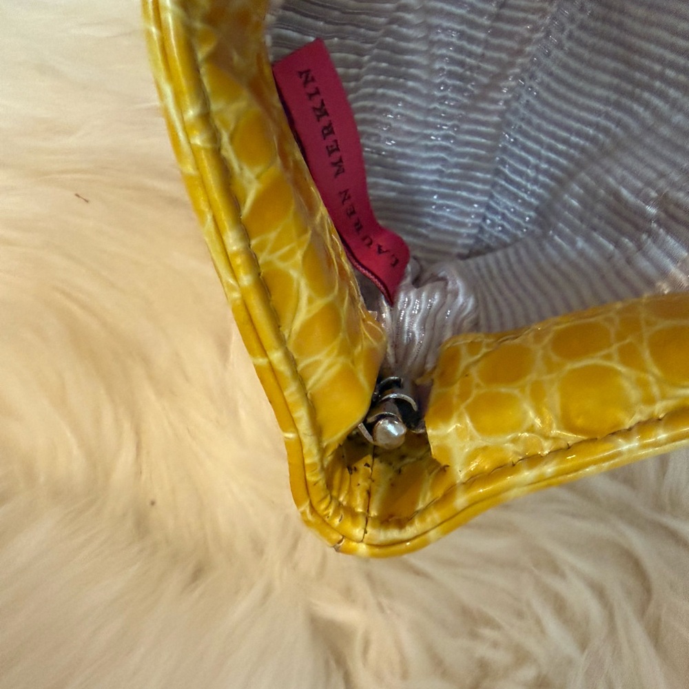 Lauren Merkin Sunny Yellow patent leather Croc Embossed Clutch - Picture 9 of 13